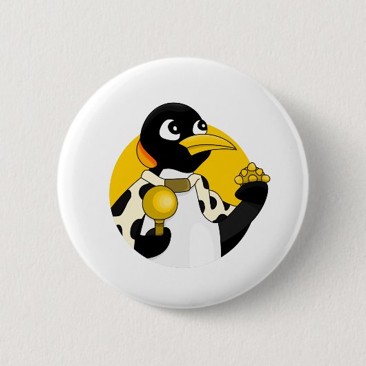 Keizerpinguïn cartoon ronde button 5,7 cm (Voorkant)