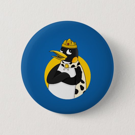 Keizerpinguïn cartoon ronde button 5,7 cm (Voorkant)