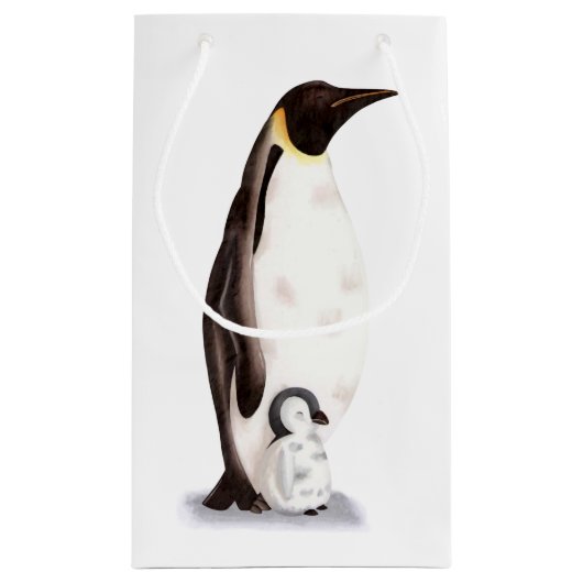 keizerpinguïn en baby pinguïn witte winter klein cadeauzakje (Achterkant)
