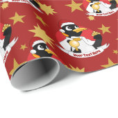 Keizerpinguïn met kerst-cartoon — Verpakkingspapie Cadeaupapier (Rol Hoek)