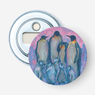 keizerpinguïns, Antarctische vogels, ouders en Kin Button Flesopener