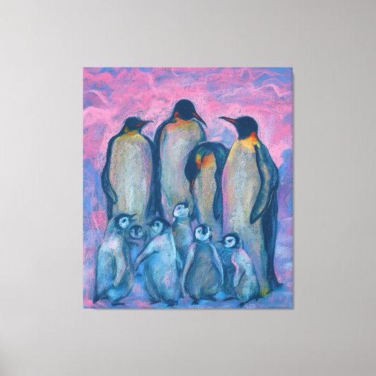 keizerpinguïns, Antarctische vogels, ouders en Kin Canvas Afdruk (Voorkant)