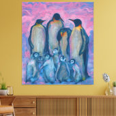 keizerpinguïns, Antarctische vogels, ouders en Kin Canvas Afdruk (Insitu (Woonkamer))