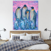keizerpinguïns, Antarctische vogels, ouders en Kin Canvas Afdruk (Insitu (Slaapkamer))
