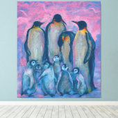 keizerpinguïns, Antarctische vogels, ouders en Kin Canvas Afdruk (Insitu (Houten vloer))