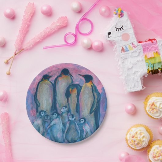 keizerpinguïns, Antarctische vogels, ouders en Kin Papieren Bordje (Feest)