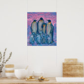 keizerpinguïns, Antarctische vogels, ouders en Kin Poster (Keuken)