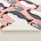 keizerpinguïns en hun cubussen op een roze patroon sherpa deken (3/4)