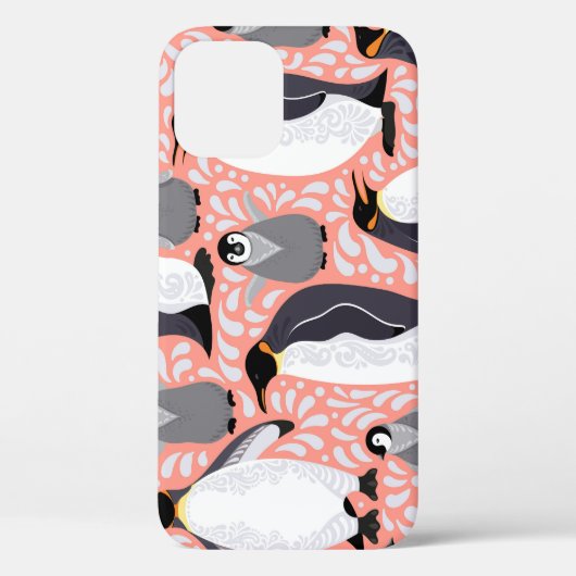 Keizerpinguïns, welpen, roze decoratief patroon. Case-Mate iPhone case (Achterkant)