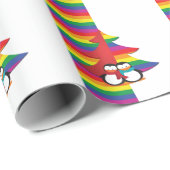 Keizerpride kerstboom met pinguïn Couple Cadeaupapier (Rol Hoek)