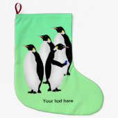 Keizerspinguïn gebruikt een mobiele telefoon grote kerstsok (Voorkant)