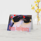 Keizerspinguïn liefde jubileumkaart kaart (Gele Bloem)