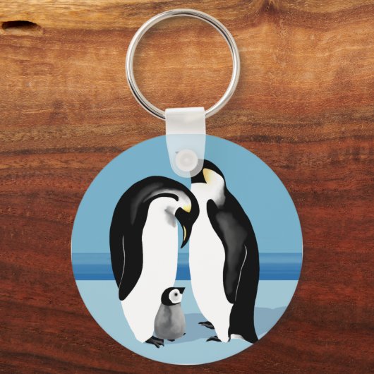 Keizerspinguïn met Baby chick Sleutelhanger (Voorkant)