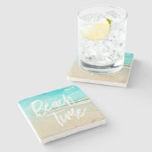 Keizertijd Turquoise Sky Beach Seascape Coas Stenen Onderzetter (Zijkant)