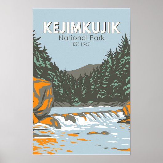 Kejimkujik Nationaal Park Canada Retro Kunst Poster (Voorkant)