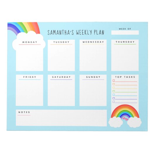 Kekly Planner van de regenboogregenboog Notitieblok (Voorkant)