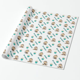 Keky Monkey Birthday wrappaper Cadeaupapier