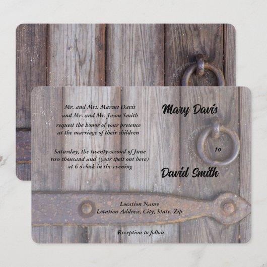 Kelder deur Handvat bruiloft uitnodiging (Voorkant / Achterkant)