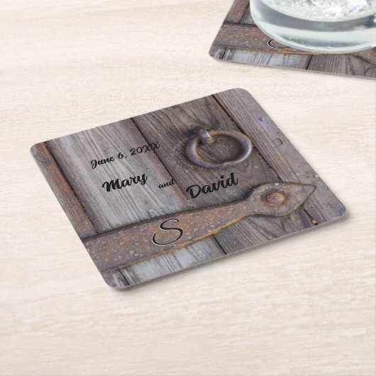 Kelder Deurgreep Bruiloft Papier Onderzetters (Schuin)