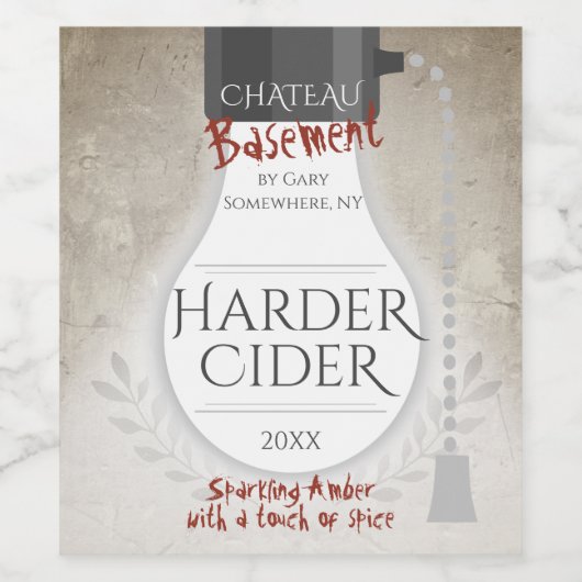 Kelder zelfgemaakte wijn bier cider gepersonalisee wijn etiket (Enkel label)