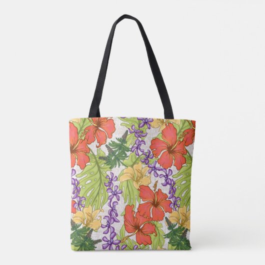 Keleah Tropical Hawaiian Hibiscus Orchids Beach Tote Bag (Achterkant)
