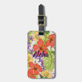 Keleah Tropische Hawaiiaanse Hibiscus en Orchideeë Bagagelabel (Voorkant verticaal)