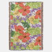 Keleah Tropische Hawaiiaanse Hibiscus en Orchideeë Deken (Voorkant Verticaal)