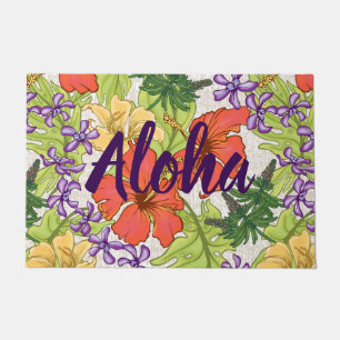 Keleah Tropische Hawaiiaanse Hibiscus en Orchideeë Deurmat