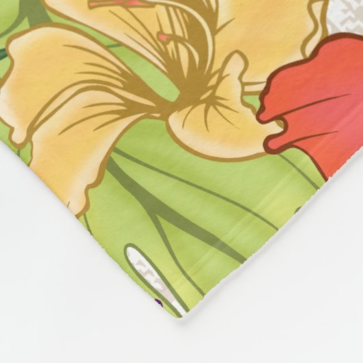 Keleah Tropische Hawaiiaanse Hibiscus en Orchideeë Fleece Deken (Hoek)