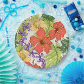 Keleah Tropische Hawaiiaanse Hibiscus en Orchideeë Papieren Bordje (Feest)