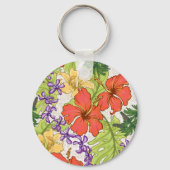 Keleah Tropische Hawaiiaanse Hibiscus en Orchideeë Sleutelhanger (Voorkant)