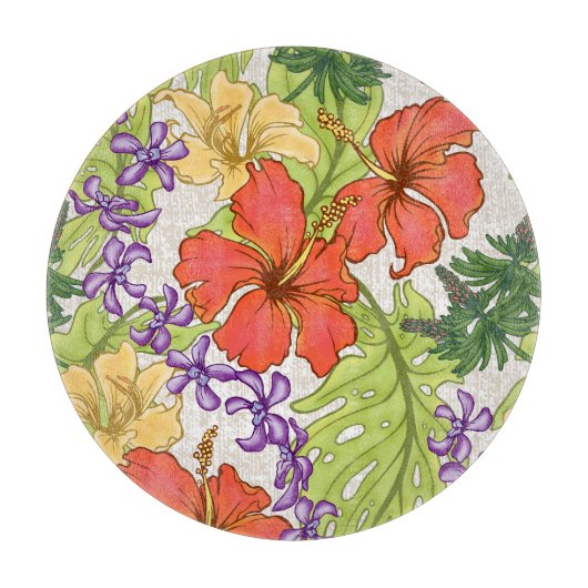 Keleah Tropische Hawaiiaanse Hibiscus en Orchideeë Snijplank (Voorkant)