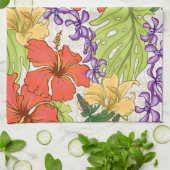 Keleah Tropische Hawaiiaanse Hibiscus en Orchideeë Theedoek (Gevouwen)