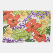 Keleah Tropische Hawaiiaanse Hibiscus en Orchideeë Theedoek (Horizontaal)