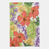 Keleah Tropische Hawaiiaanse Hibiscus en Orchideeë Theedoek (Verticaal)
