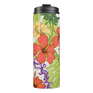 Keleah Tropische Hawaiiaanse Hibiscus en Orchideeë Thermosbeker