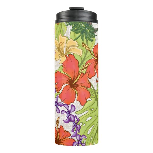 Keleah Tropische Hawaiiaanse Hibiscus en Orchideeë Thermosbeker (Voorkant)