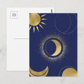 Kelestische gouden zonnesmafstanden paars blauw briefkaart (Voorkant / Achterkant)