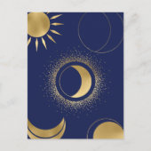 Kelestische gouden zonnesmafstanden paars blauw briefkaart (Voorkant)