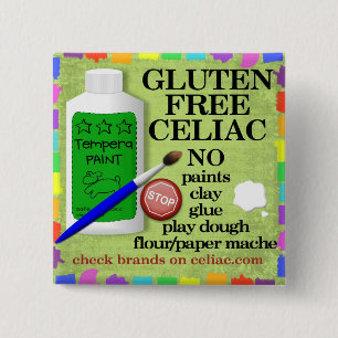 Keliakellak Gluten Free Art Supply Warning Pin/But Vierkante Button 5,1 Cm