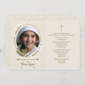 Kelk met bloemen Foto Eerste Communie Kaart (Voorkant / Achterkant)