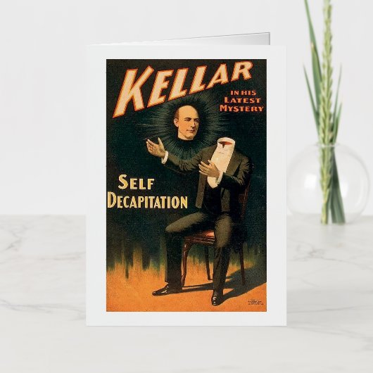 Kellar de Tovenaar - Zelf Onthoofding - Antiek Folie Wenskaart (Voorkant)