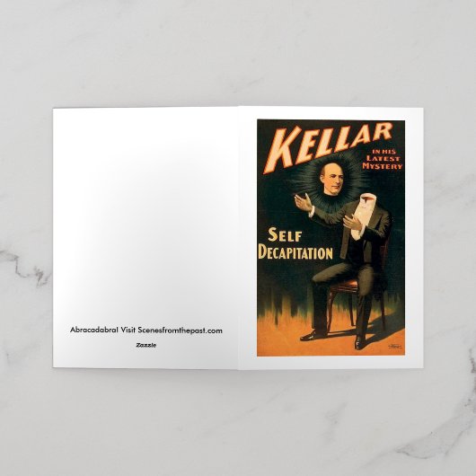 Kellar de tovenaar - Zelfonthoofding -  Folie Wenskaart (Buiten Laag)