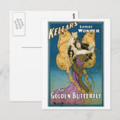 Kellar ~ Golden Butterfly  Magic Act Briefkaart (Voorkant / Achterkant)