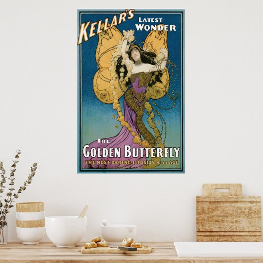 Kellar ~ Golden Butterfly  Magic Act Poster (Keuken)