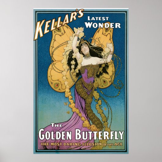 Kellar ~ Golden Butterfly  Magic Act Poster (Voorkant)