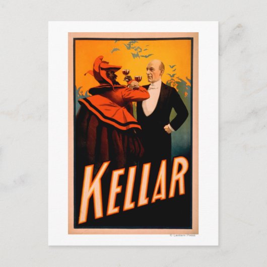 Kellar Magicien Drink wijn met de duivel Briefkaart (Voorkant)
