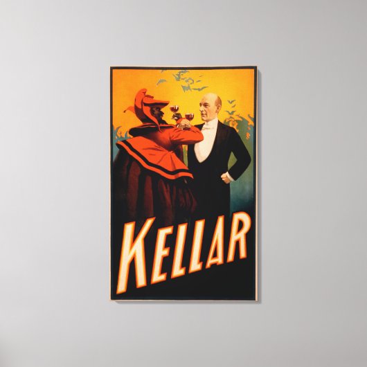 Kellar Magicien Drink wijn met de duivel Canvas Afdruk (Voorkant)