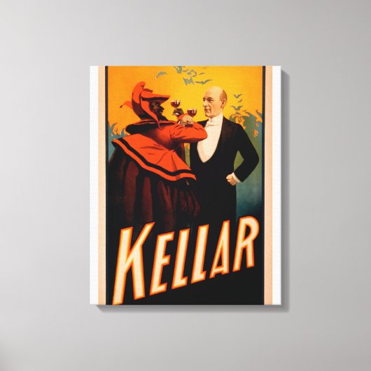 Kellar Magicien Drink wijn met de duivel Canvas Afdruk (Voorkant)