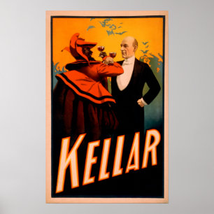 Kellar Magicien Drink wijn met de duivel Poster
